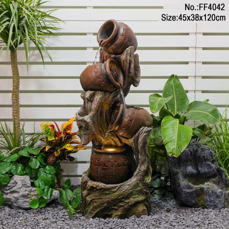 Custom Jar Decorative Resin Garden Water Fountain