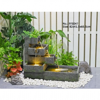 Freestanding Water Fountain Indoor Modern Resin Waterfall Feature