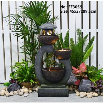 Garden Decor Modern Tranquil Zen Pagoda Waterfalls Fountains Bowl