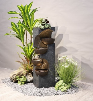 Four-tier Bowl-shaped Antique Resin Fountain - Popular Outdoor Water Feature Decor