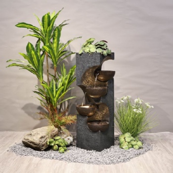 Four-tier Bowl-shaped Antique Resin Fountain - Popular Outdoor Water Feature Decor
