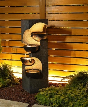 Four-tier Bowl-shaped Antique Resin Fountain - Popular Outdoor Water Feature Decor