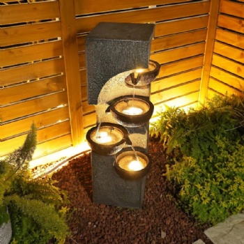 Four-tier Bowl-shaped Antique Resin Fountain - Popular Outdoor Water Feature Decor