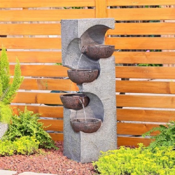 Four-tier Bowl-shaped Antique Resin Fountain - Popular Outdoor Water Feature Decor