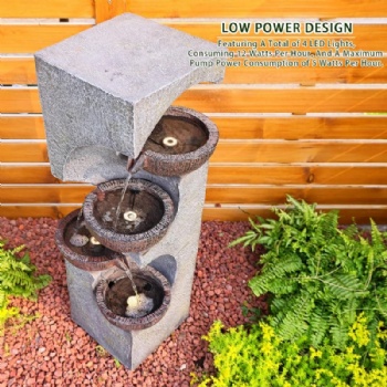 Four-tier Bowl-shaped Antique Resin Fountain - Popular Outdoor Water Feature Decor