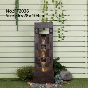 Outdoor Water Fountain Garden Decor Relaxing Waterfall with Light