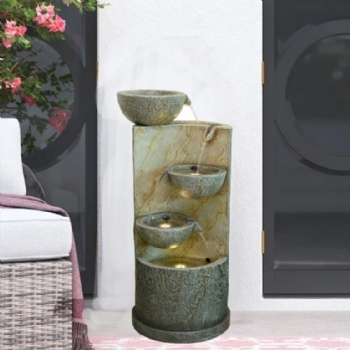 Indoor Outdoor Water Feature 4-tiered cascade Backyard Garden Fountain