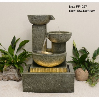 Outdoor Relaxation Fountain Illuminated Waterfall Garden Decoration