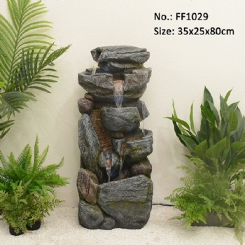 31.5 Inches Outdoor Cascading Floor Water Fountain For Home Garden