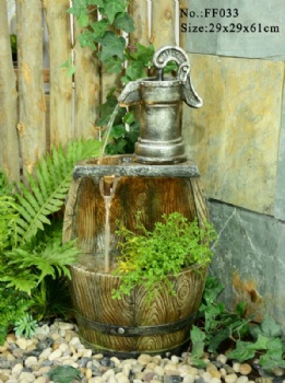 3-Tier Metal Bucket Hemp Rope Garden Decoration Resin Water Fountain Waterfall