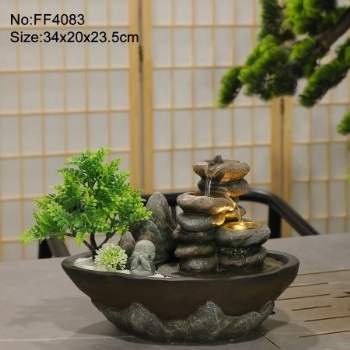 Buddhism Flowing Water Fountain Indoor Small Rockery Desktop Homedecor
