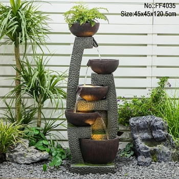 Custom Jar Decorative Resin Garden Water Fountain Outdoor Waterfall