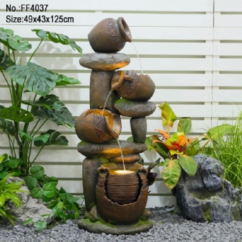 Custom Jar Decorative Resin Garden Water Fountain Outdoor Waterfall