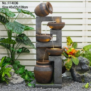 Custom Jar Decorative Resin Garden Water Fountain Outdoor Waterfall