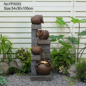 Custom Jar Decorative Resin Garden Water Fountain Outdoor Waterfall