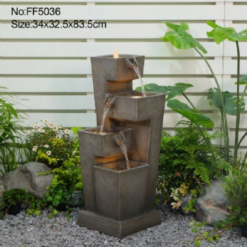 3-Tiered Water Fountain 45.5H Modern Waterfall Cascade Fountain