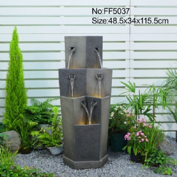 Modern Cascading Floor-Standing Outdoor Waterfall Fountain with Lights