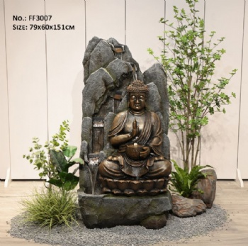 Resin Sitting Meditation Buddha Statue With Water Fountain