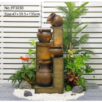 Garden Ornaments Gold Resin Water Feature Fountain For Office Patio