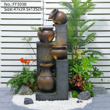 Outdoor Water Fountain Garden Decoration Floor Standing Jar Waterfall